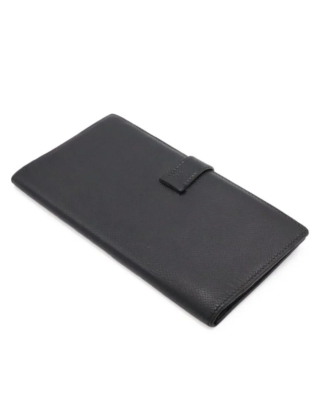 Hermes Bearn Classic Wallet Bifold Courchevel Leather Black Gold